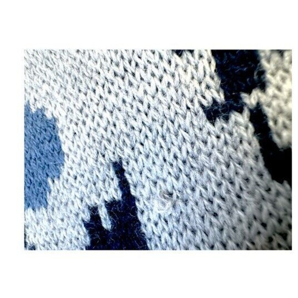 Club Manaco Women M Floral Jacquard Tee Sweater Blue/Gray 100% Wool $129 NWT - Picture 8 of 8